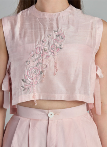 Baby Pink Tie Up Festive Wear Co-Ord Set