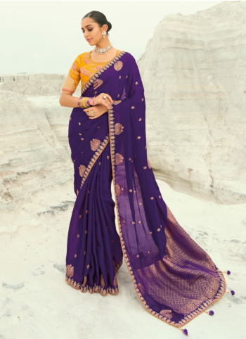 Graceful Purple Organza Satin Saree