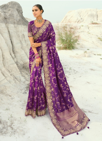Traditional Purple Dola Silk Saree