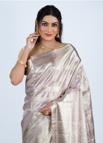 Light Lavender And Silver Kanjivaram Silk Saree