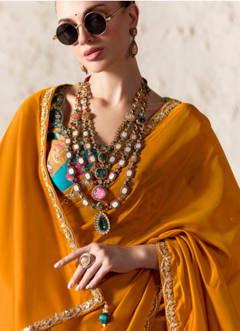 Traditional Crepe Silk Orange Color Saree