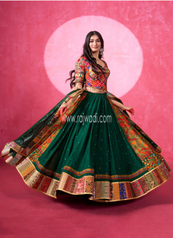 Green Georgette Embroidered Chaniya Choli