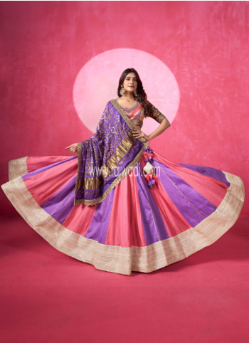 Pink And Lavender Cotton SIlk Chaniya Choli