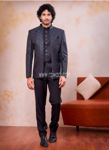Grey Color ImportedMens Jodhpuri Suit