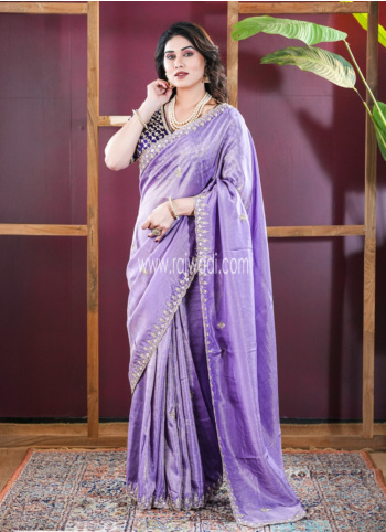 Lavender Shimmer Silk Saree With Readymade Choli