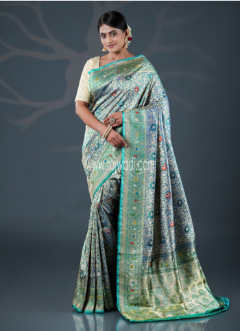 Rama Blue Woven Banarasi Saree
