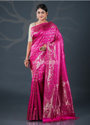 Rani Color Woven Banarasi Saree