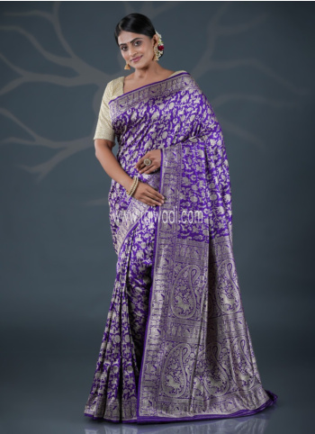 Purple Woven Banarasi Saree