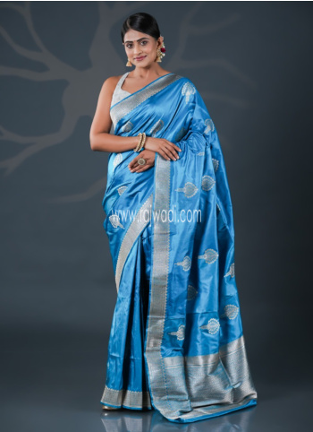 Rama Blue Weaving Banarasi Saree