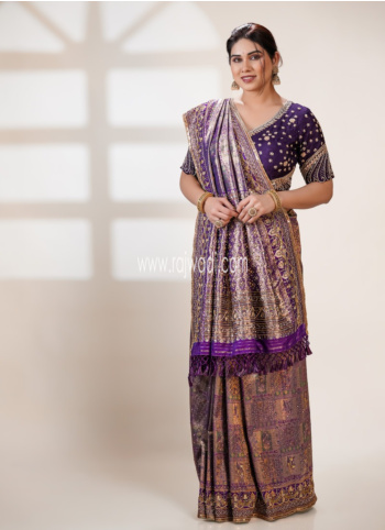 Regal Purple Embroidered Kanjivaram Saree