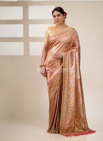 Baby Pink Embroidered Kanjivaram Saree