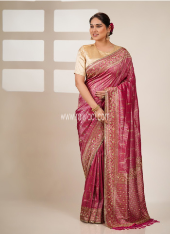 Radiant Rani Embroidered Kanjivaram Saree