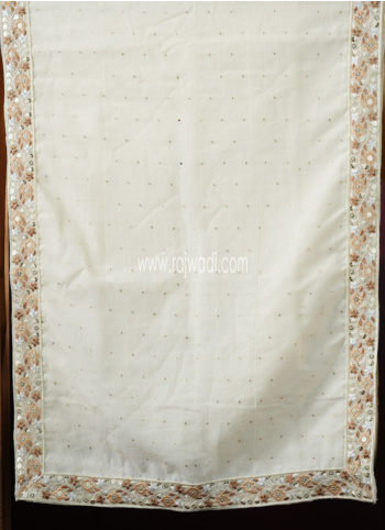 Light Peach Readymade Silk Dupatta