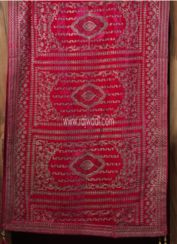 Groom Wear Embroidered Rani Velvet Dupatta