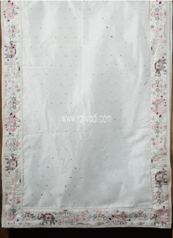Off White Readymade Chanderi Dupatta