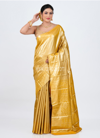 Golden Yellow Woven Kanjivaram Silk Saree