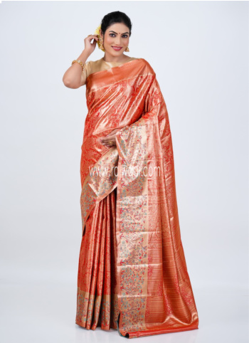 Red And Golden Kanjivaram Silk Saree