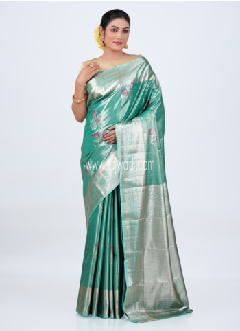 Light Sea Green Woven Kanjivaram Silk Saree