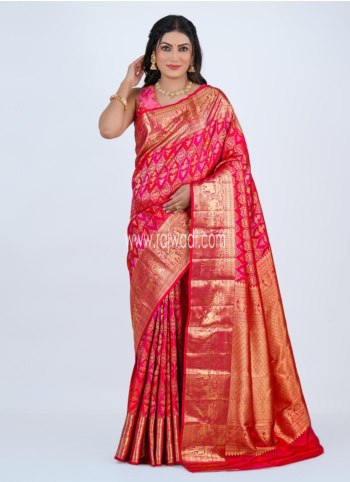 Rani And Crimson Kanjivaram Silk Saree