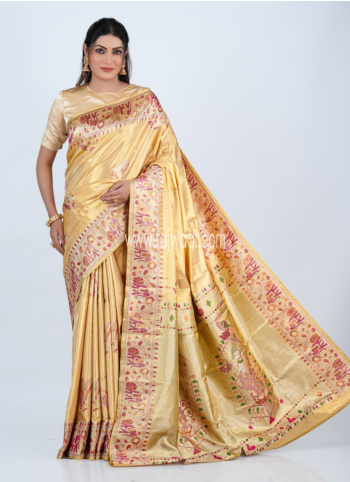 Golden Woven Kanjivaram Silk Saree