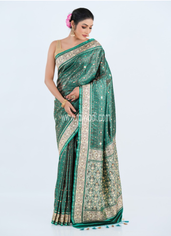 Green Embroidered Banarasi Silk Saree