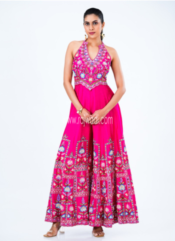 Rani Silk Floral Embroidered Jumpsuit