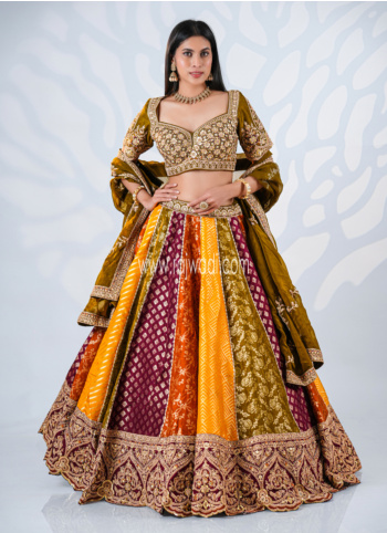 Embroidered Multicolor Silk Lehenga Choli