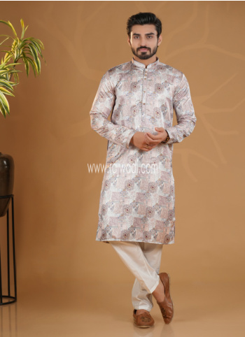 Light Onion Pink Printed Kurta Pajama