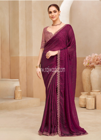 Elegant Magenta Organza Saree