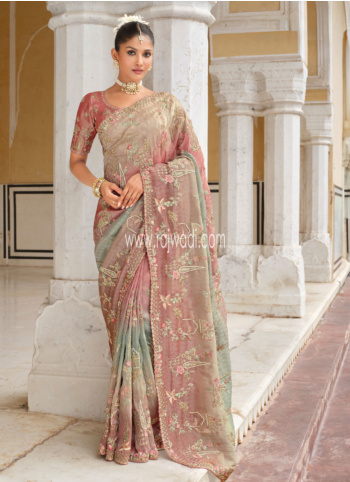 Multicolor Embroidered Banarasi Silk Saree