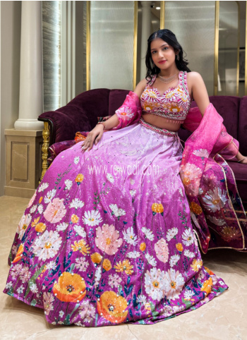 Onion Pink Embroidered Organza Lehenga Choli