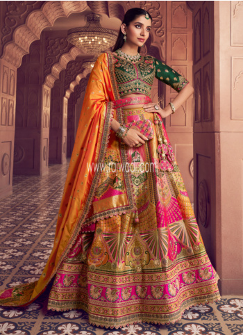 Traditional Multicolor Silk Lehenga Choli