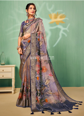 Multicolor Woven Silk Printed Saree