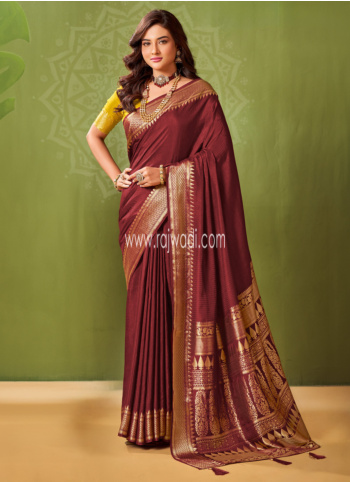 Brown Weaving Silk Saree