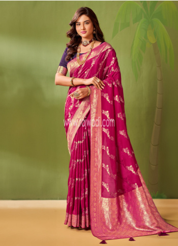 Rani Color Weaving Banarasi Silk Saree