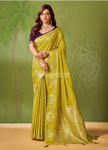 Mehndi Green Weaving Banarasi Silk Saree
