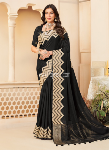 Black Woven Silk Saree