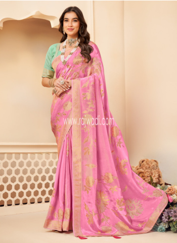 Pink Color Weaving Banarasi Silk Saree