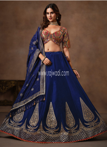 Royal Blue Crepe Silk Lehenga Choli
