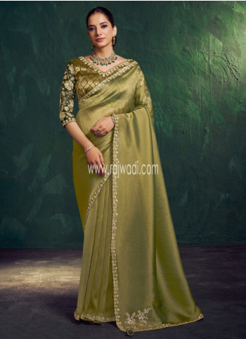 Light Olive Organza Saree