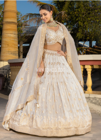 Timeless Elegance of Embroidered Lehenga Choli In Off White 