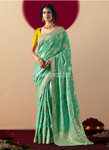 Sea Green Woevn Banarasi Silk Saree