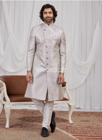 Festive Wear Jacquard Silk Indowestern Set