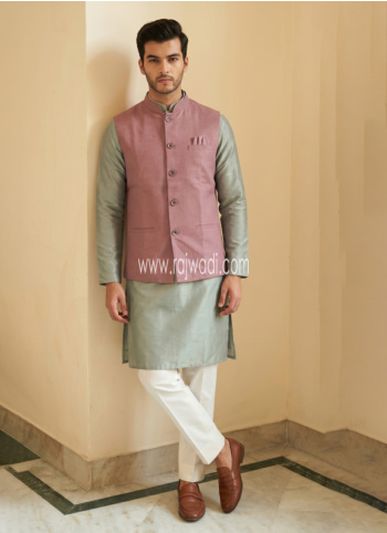 Festive Wear Onion Pink Nehru Jacket