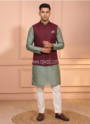 Maroon Nehru Jacket For Men