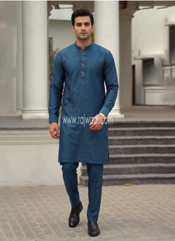 Classy Peacock Green Silk Kurta Pajama