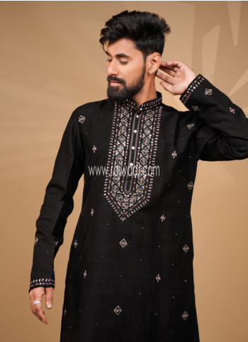 Attractive Black Embroidered Kurta pajama