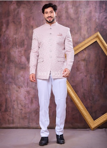 Onion Pink ImportedFabric Mens Jodhpuri Suit