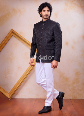Black Color ImportedFabric Jodhpuri Suit For Men