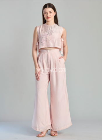Baby Pink Tie Up Festive Wear Co-Ord Set